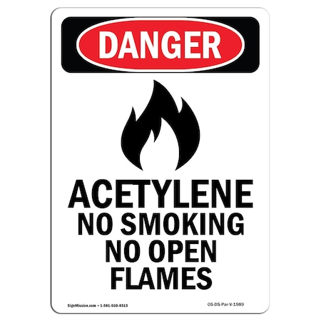 OSHA Danger Sign, -GHS Acetylene No Smoking, 10in X 7in Aluminum